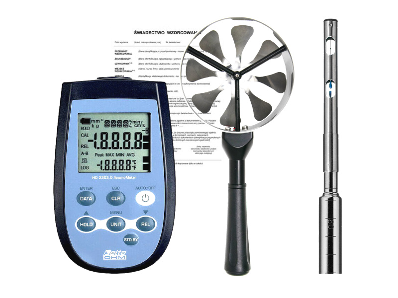 Senseca HD2303.4 Termoanemometr z sondami: wiatrakową 100 mm i cieplno-oporową
