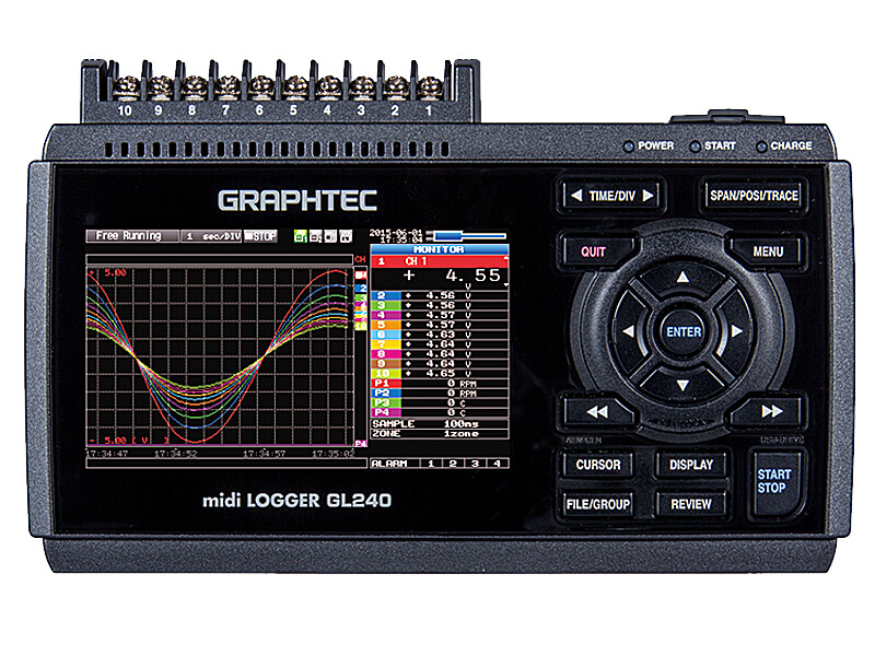 Graphtec GL240 Midi Logger 10 kanałowy rejestrator danych
