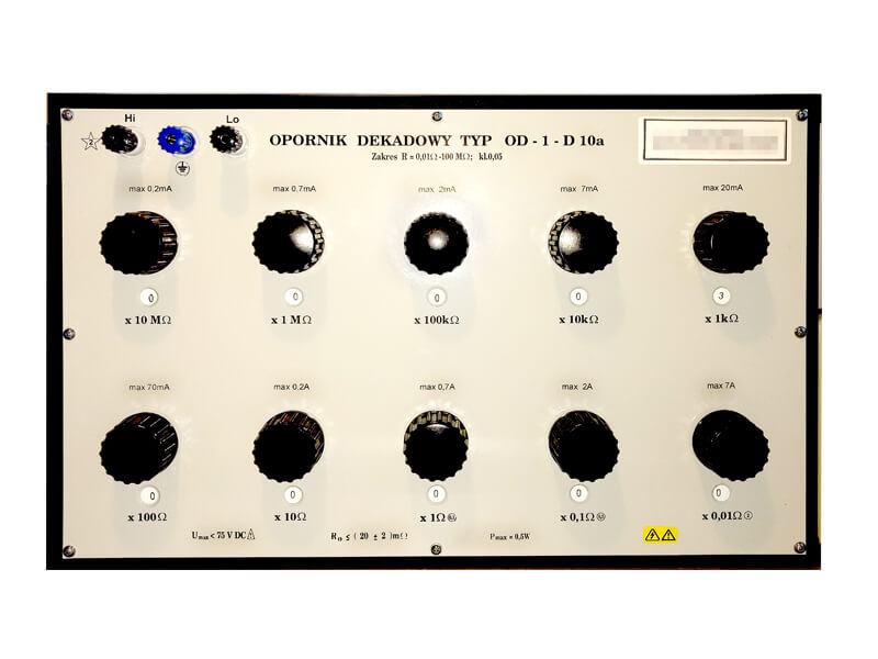 Zelap Oporniki dekadowe laboratoryjne DC OD-1 kl. 0,05% - 0,01...10 MOhm